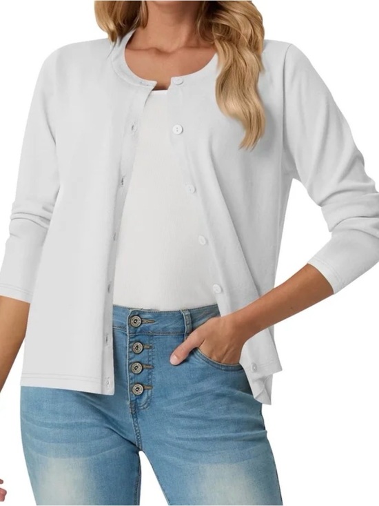 White Stag Sweaters - White Button-Front Women's Cardigan Size Small